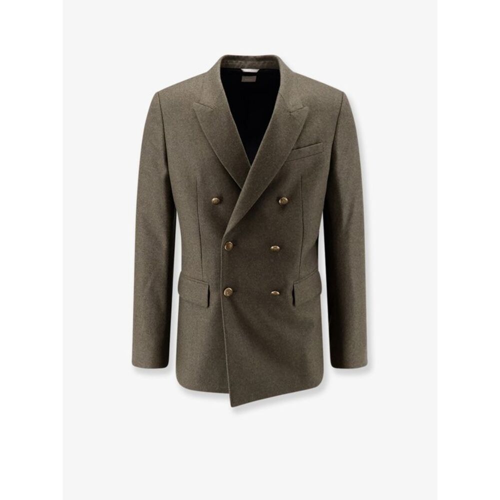 Dior Men Virgin Wool And Cashmere Flannel Double-Breasted Blazer